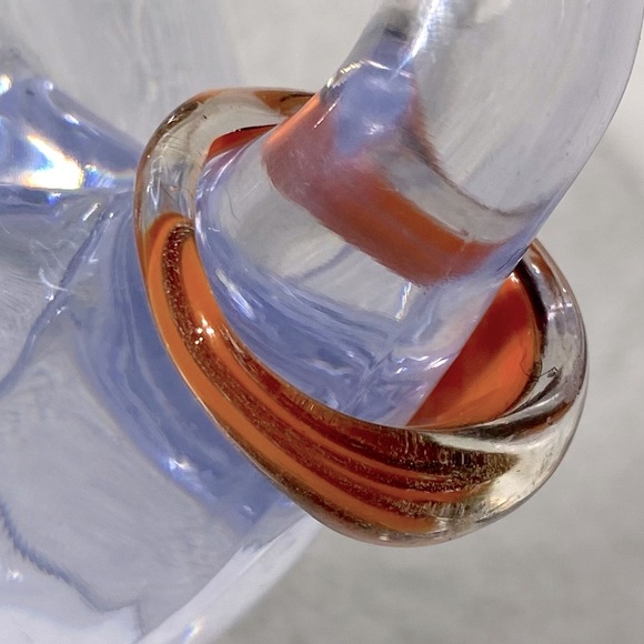 Vintage Art Glass Handmade Orange Burgundy Gold Glitter Band Ring - Picture 5 of 11